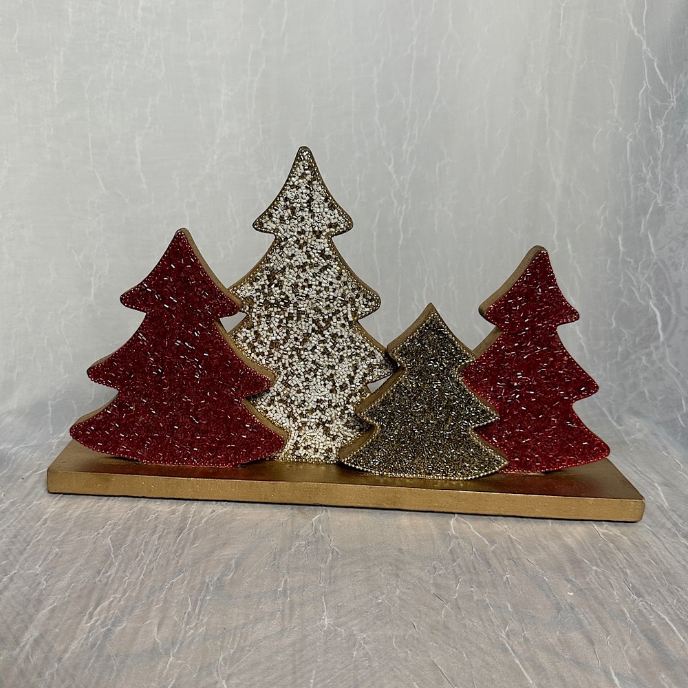 Tribal Design Beaded Christmas Trees Seasonal Holiday Home Decor Table Accent - Picture 15 of 15